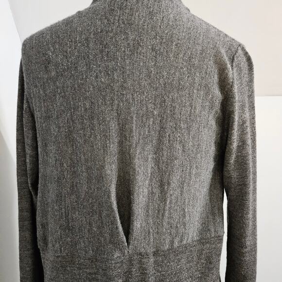 Eileen Fisher Cardigan Royal Alpaca Gray Inverted Pleat Open Waterfall Medium - Picture 5 of 7